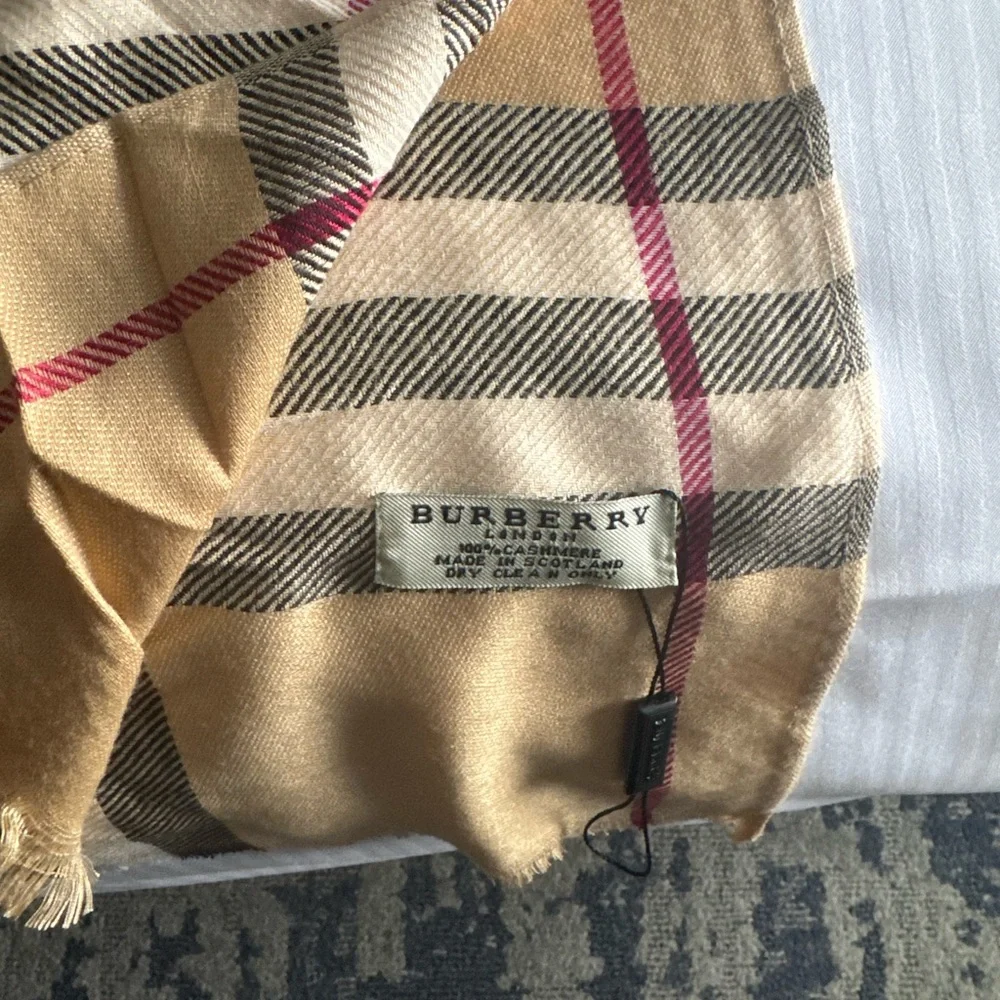 Burberry Gold and Black Plaid Blanket